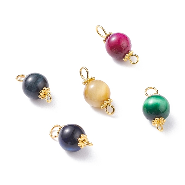 

PandaHall Natural Tiger Eye Links Connectors, with Tibetan Style Alloy Daisy Spacer Beads and Brass Ball Head pins, Round, Golden, Mixed..., Multicolor