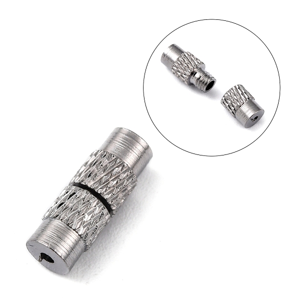 

PandaHall Column Brass Screw Clasps, Platinum, 11~12x4mm, Hole: 1mm Brass