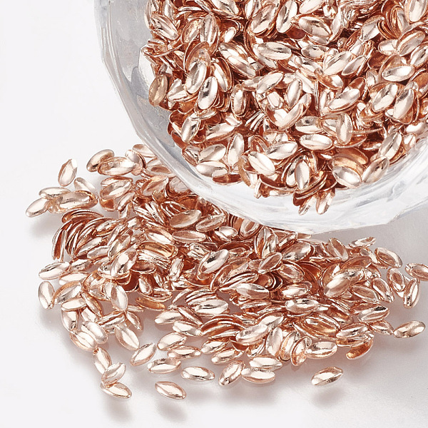 

PandaHall Brass Cabochons, Nail Art Decoration Accessories, Oval, Rose Gold, 3x1.5x0.4mm, about 10000pcs/bag Brass Oval