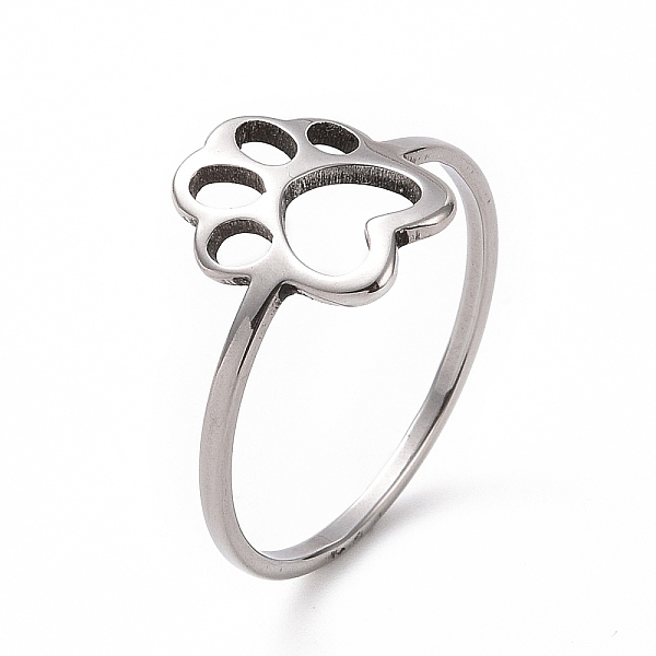 201 Stainless Steel Paw Print Finger Ring