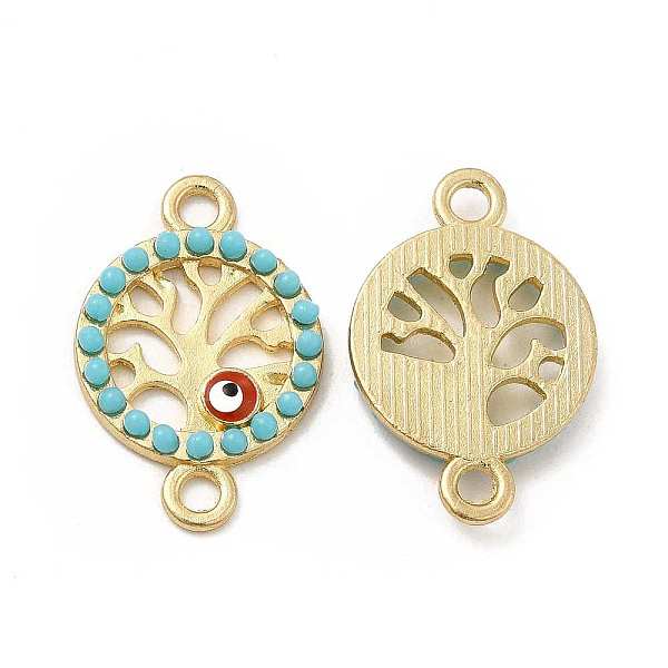 

PandaHall Alloy Enamel Connector Charms, with Synthetic Turquoise, Tree Links with Red Evil Eye, Nickel, Golden, 21x14x2.5mm, Hole: 1.8mm...