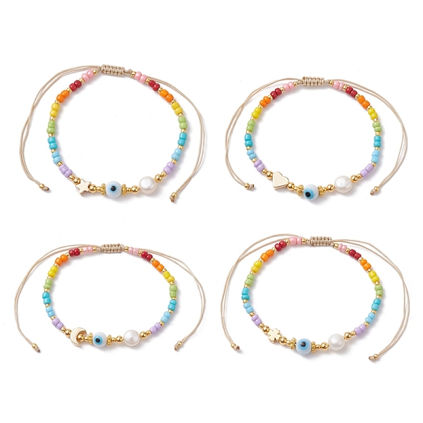 

PandaHall Colorful Glass Seed & Brass Braided Bead Bracelet, Mixed Shapes, Inner Diameter: 1-7/8~3-1/4 inch(4.8~8.4cm) Brass Mixed Shapes..., Multicolor