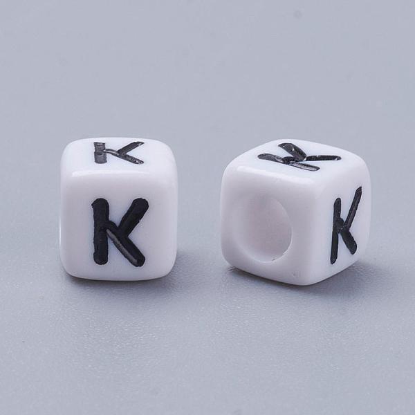 Letter K Letter Acrylic Cube Beads