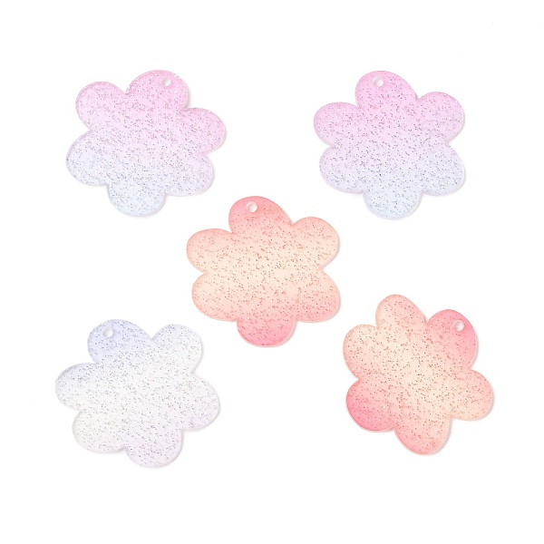 

PandaHall Transparent Acrylic Pendants, with Glitter Powder, Flower, Mixed Color, 47.5x47.5x2.5mm, Hole: 3mm Acrylic Flower Multicolor