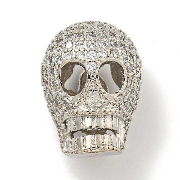 

PandaHall rass Micro Pave Clear Cubic Zirconia Beads, Skull, Platinum, 16x12x11mm, Hole: 1.6mm Brass+Cubic Zirconia Skull Clear