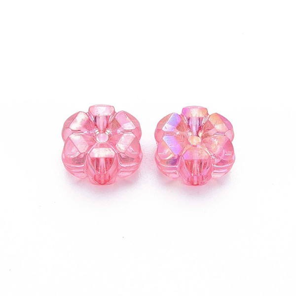 

PandaHall Transparent Acrylic Beads, AB Color Plated, Flower, Camellia, 10x5mm, Hole: 1.8mm, about 1650pcs/500g Acrylic Flower Pink
