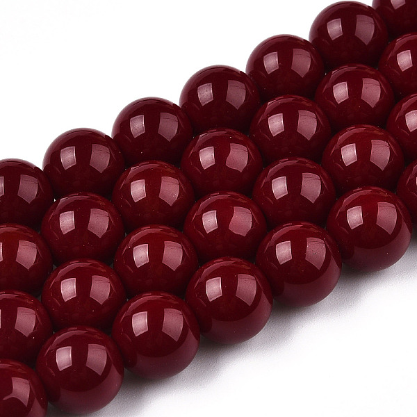 

PandaHall Opaque Solid Color Glass Beads Strands, Round, Dark Red, 9.5~10mm, Hole: 1.5mm, about 40~42pcs/strand, 14.76~15.12 inch...
