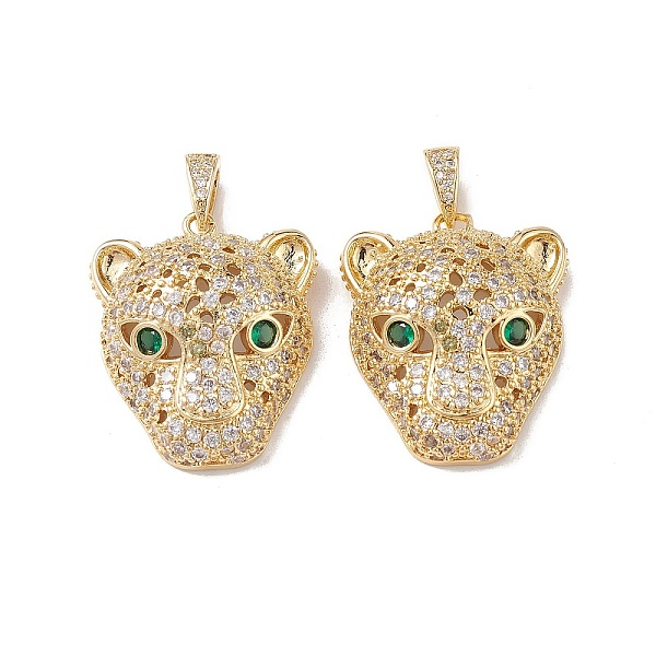 

PandaHall Brass Micro Pave Cubic Zirconia Pendants, Real 16K Gold Plated, Leopard Charms, Real 16K Gold Plated, 29x24x10mm, Hole: 7x3mm..., Green