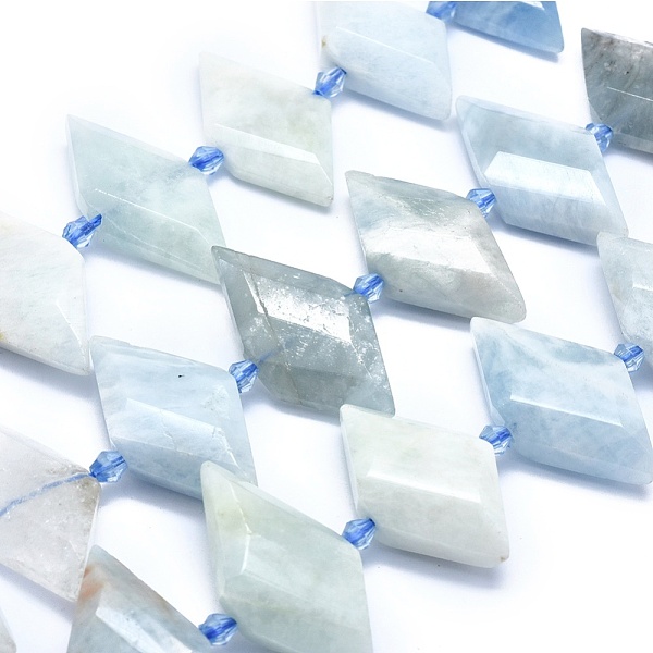

PandaHall Natural Aquamarine Bead Strands, Faceted, Rhombus, 21~32x10~18x5~7mm, Hole: 0.6~0.8mm, about 20~25pcs/strand, 15 inch~15.7 inch...