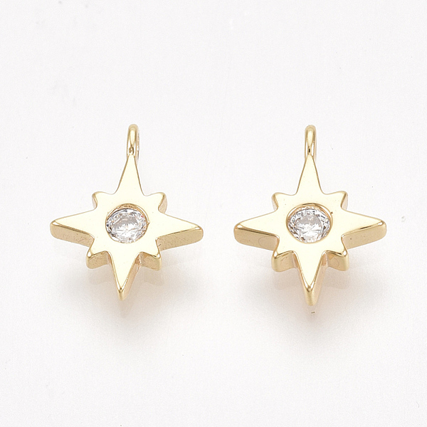 

PandaHall Brass Cubic Zirconia Charms, Star, Nickel Free, Real 18K Gold Plated, Clear, 9x7x1.5mm, Hole: 0.8mm Brass+Cubic Zirconia Star...