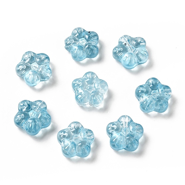 

PandaHall Transparent Glass Beads, Plum Blossom Flower, Light Sky Blue, 12.5x13x5.5mm, Hole: 1.2mm Glass Flower