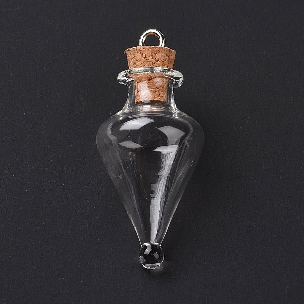 

PandaHall Teardrop Glass Cork Bottle Pendants, Glass Empty Wishing Bottle Charm, with Platimen Tone Iron Loops, Clear, 4.4cm, Hole: 2.5mm...