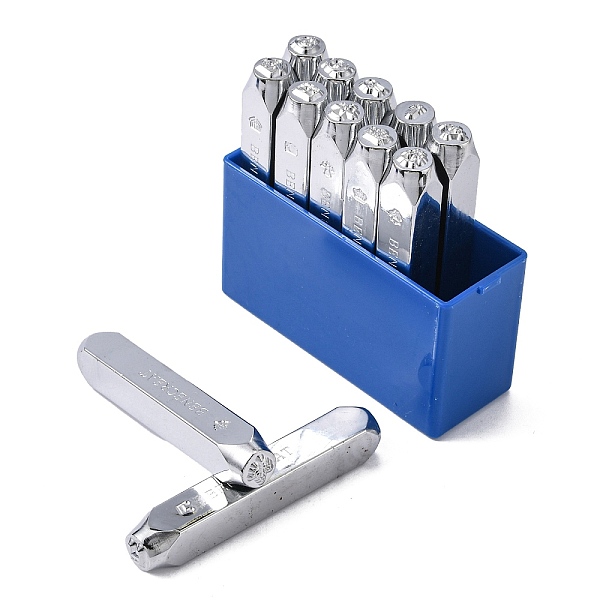 

PandaHall Iron Metal Stamps, Mixed Patterns, Platinum, 65.5x10mm, 12pcs/box Iron