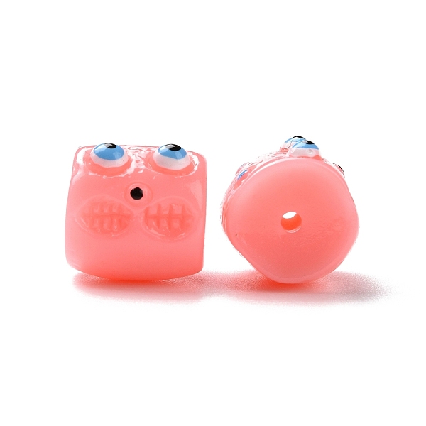 

PandaHall Halloween Opaque Resin Beads, Column with Monster Face, Light Coral, 13x12.5x14mm, Hole: 2mm Resin Column
