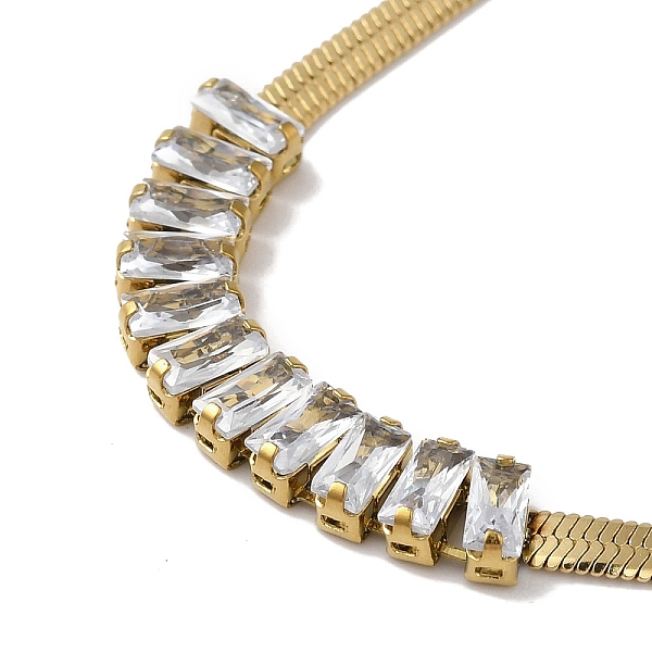 

PandaHall 304 Stainless Steel Snake Chain Necklaces, Glass Rectangle Pendant Necklaces, Real 18K Gold Plated, 17.91 inch(45.5cm) 304..., Clear