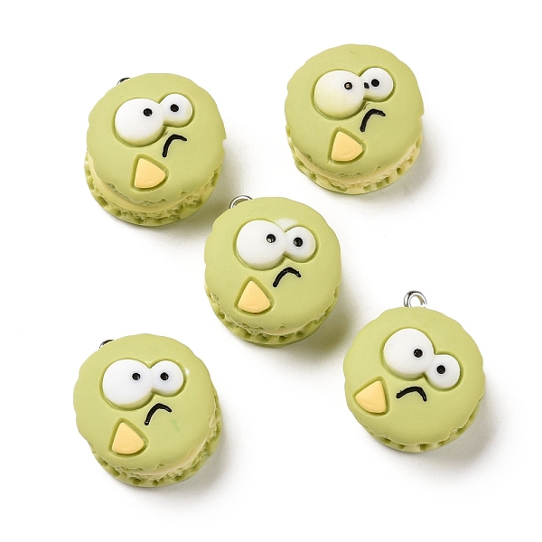 

PandaHall Opaque Resin Pendants, with Platinum Tone Iron Loops, Biscuit with Expression, Yellow Green, 22.5x19x13mm, Hole: 2mm Resin Food