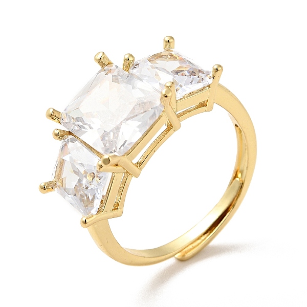 

PandaHall Clear Cubic Zirconia Rectangle Adjustable Ring, Brass Jewelry for Women, Real 18K Gold Plated, US Size 5 1/4(15.9mm) Brass+Cubic...