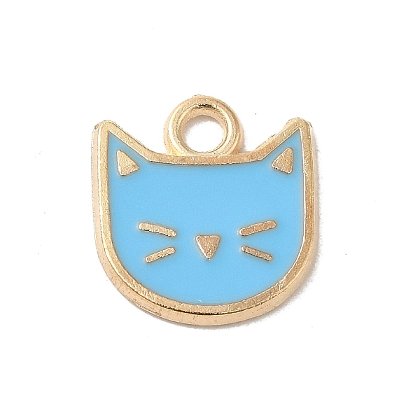

PandaHall Rack Plating Alloy Enamel Charms, Cadmium Free & Lead Free, Light Gold, Cat Shape Charm, Deep Sky Blue, 14.5x13x1mm, Hole: 2.5mm...