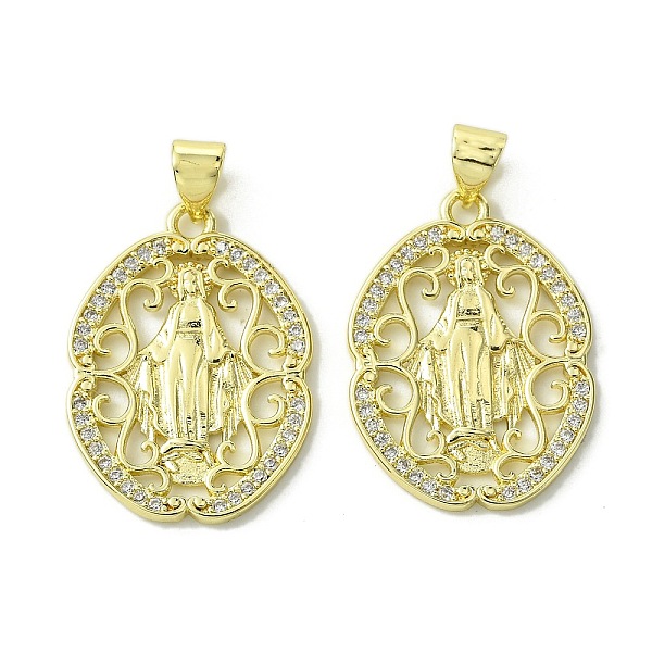 

PandaHall Brass Micro Pave Cubic Zirconia Pendants, Real 18K Gold Plated, Oval, 25x18x1.5mm, Hole: 4x3mm Brass+Cubic Zirconia Oval Clear