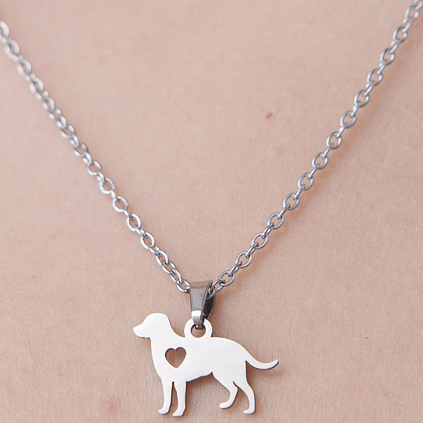 

PandaHall 201 Stainless Steel Dog with Heart Pendant Necklace, Stainless Steel Color, 17.72 inch(45cm) 201 Stainless Steel Dog