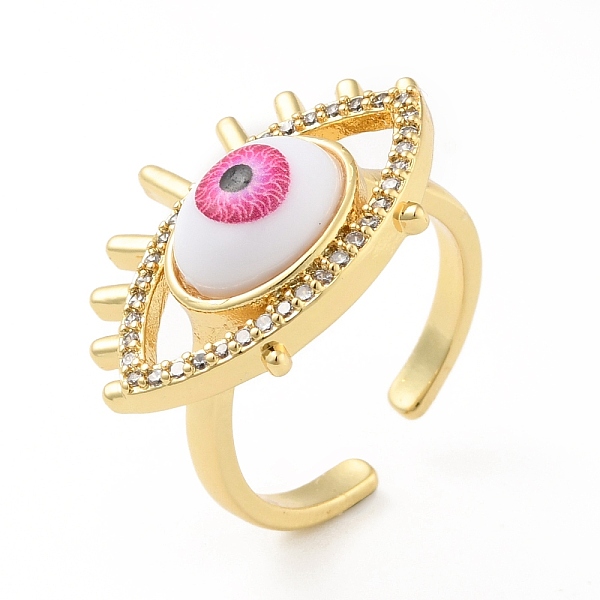 

PandaHall Cubic Zirconia Sun with Evil Eye Open Cuff Ring with Enamel, Real 18K Gold Plated Brass Jewelry for Women, Cadmium Free & Lead...