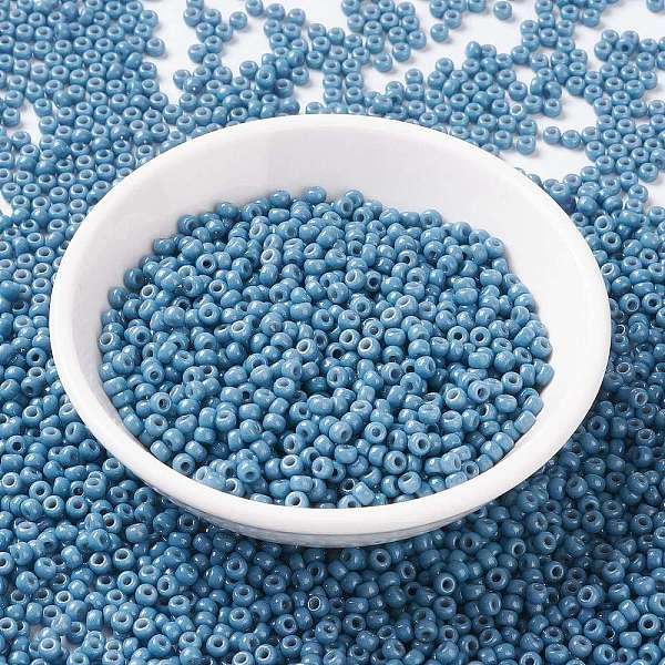 

PandaHall MIYUKI Round Rocailles Beads, Japanese Seed Beads, (RR4482) Duracoat Dyed Opaque Bayberry, 8/0, 3mm, Hole: 1mm, about..., Blue