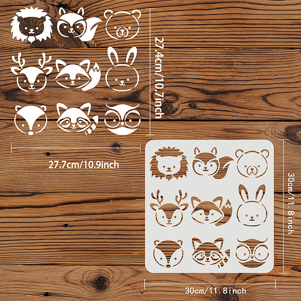 

PandaHall FINGERINSPIRE Animals Head Stencil 30x30cm Plastic Lion Bear Fox Stencil Sika Deer Rabbit Squirrel Owl Pattern Stencils Reusable..., White