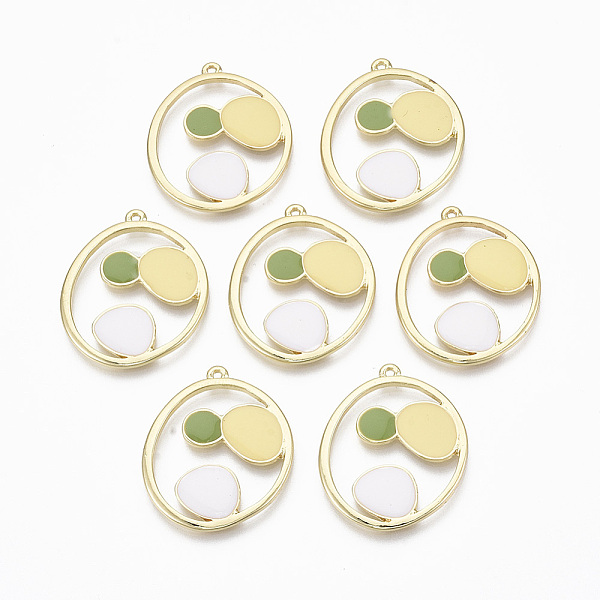 

PandaHall Alloy Enamel Pendants, Cadmium Free & Nickel Free & Lead Free, Flat Round with Spot Pattern, Light Gold, Colorful, 28x24x2mm, Hole...
