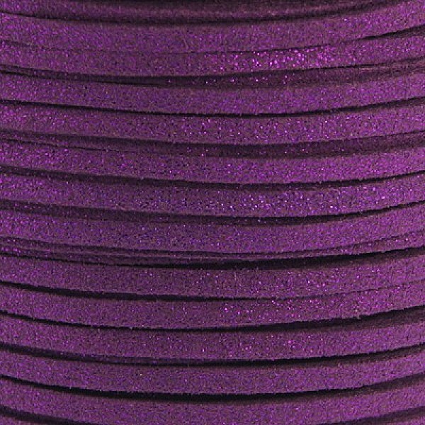 

PandaHall Glitter Powder Faux Suede Cord, Faux Suede Lace, Purple, 3mm, 100yards/roll(300 feet/roll) Faux Suede+Glitter Powder Purple