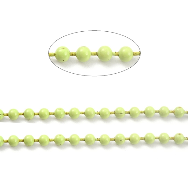 

PandaHall Handmade Brass Ball Chains, Soldered, with Spool, Yellow Green, 2.5mm, 32.8 Feet(10m)/roll Brass
