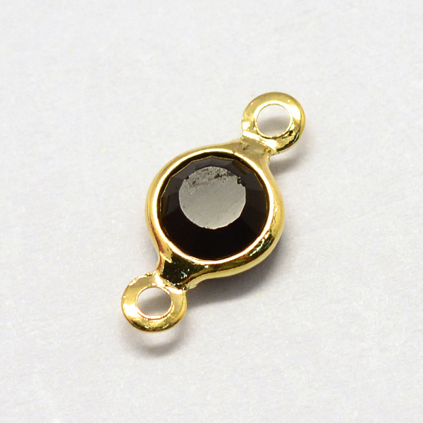 

PandaHall Transparent Glass Links connectors, with Brass Findings, Faceted Flat Round, Black, 13.5x6.5x3mm, Hole: 1.5mm Glass Flat Round...