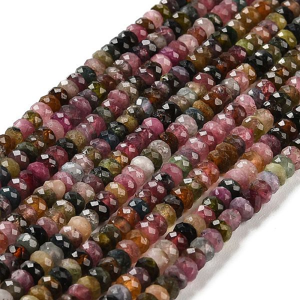 

PandaHall Natural Tourmaline Beads Strands, Faceted, Rondelle, Grade AA, 4~4.5x2~2.6mm, Hole: 0.8~0.9mm, about 150~175pcs/strand...