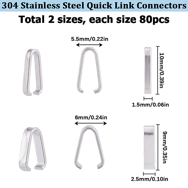 Sunnyclue 160 Stück 2 Stile 304 Edelstahl-Schnellverbinder