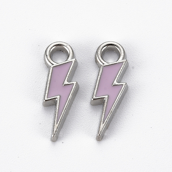 

PandaHall Rack Plating Alloy Enamel Pendants, Cadmium Free & Lead Free, Platinum, Lightning Bolt, Plum, 17x6x2mm, Hole: 2mm Alloy+Enamel..., Purple