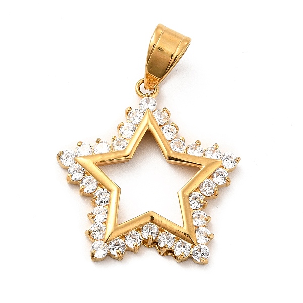 

PandaHall 304 Stainless Steel Pendants, with Crystal Rhinestone, Star Charms, Golden, 27.5x26x3mm, Hole: 8x5mm Stainless Steel+Rhinestone..., Clear