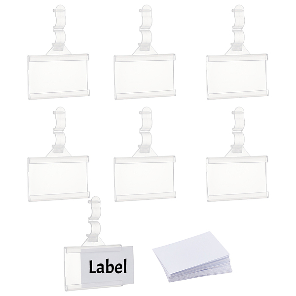 PandaHall Rectangle Reusable Plastic Shelf Label Holders, Store Signs Holders with Hanger Clips, for Retail Shopping Mall Store, Supermarket...