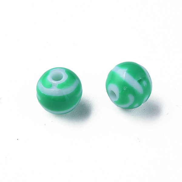 

PandaHall Opaque Striped Acrylic Beads, Round, Green, 10mm, Hole: 2mm, about 940pcs/500g. Acrylic Round Green