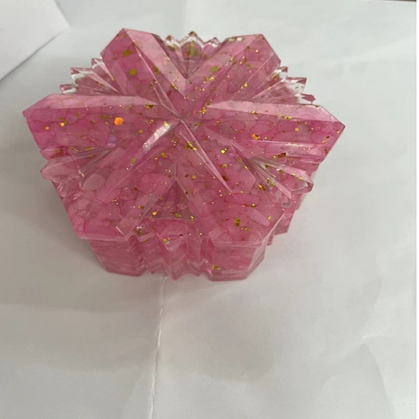 

PandaHall Natural Rose Quartz Snowflake Display Decorations with Paillette, Resin Home Decorations, 95x45mm Rose Quartz Snowflake