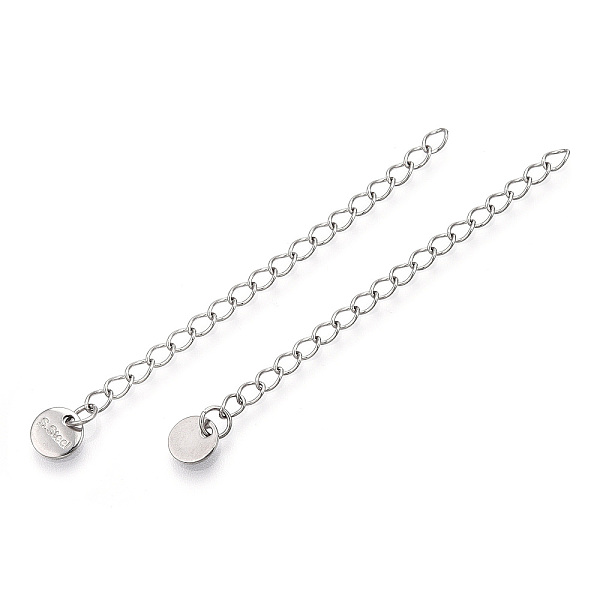 

PandaHall 304 Stainless Steel Curb Chain Extender, End Chain with Flat Round Tab, Cadmium Free & Nickel Free & Lead Free, Stainless Steel...