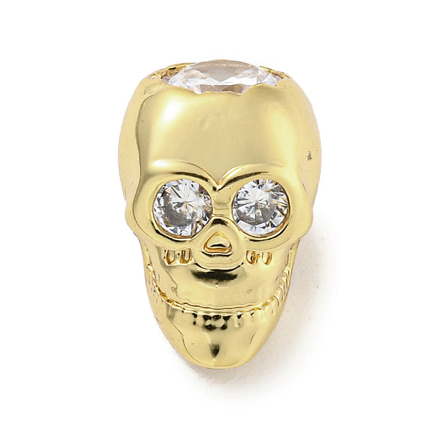 

PandaHall Brass Micro Pave Clear Cubic Zirconia Beads, Skull, Real 18K Gold Plated, 8.5x8.5x9mm, Hole: 2mm Brass+Cubic Zirconia Skull Clear