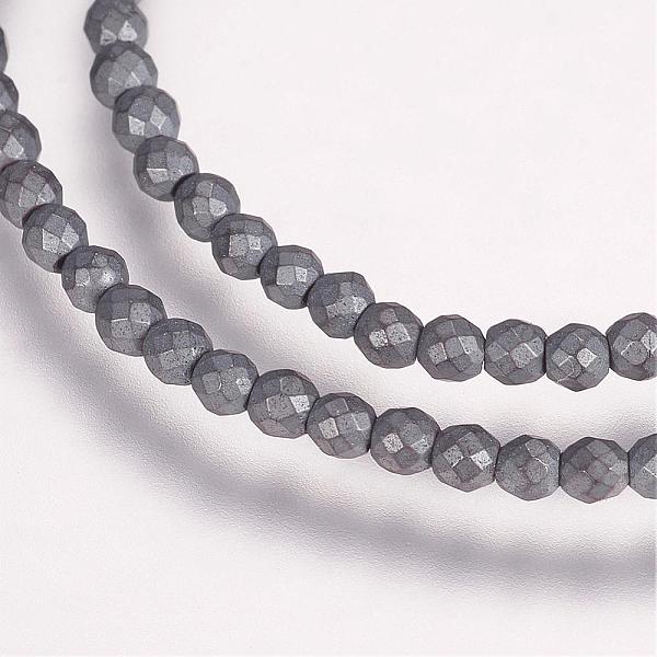 

PandaHall Electroplate Non-magnetic Synthetic Hematite Beads Strands, Grade AA, Frosted, Round, Faceted, Hematite Plated, 2mm, Hole: 0.5mm...