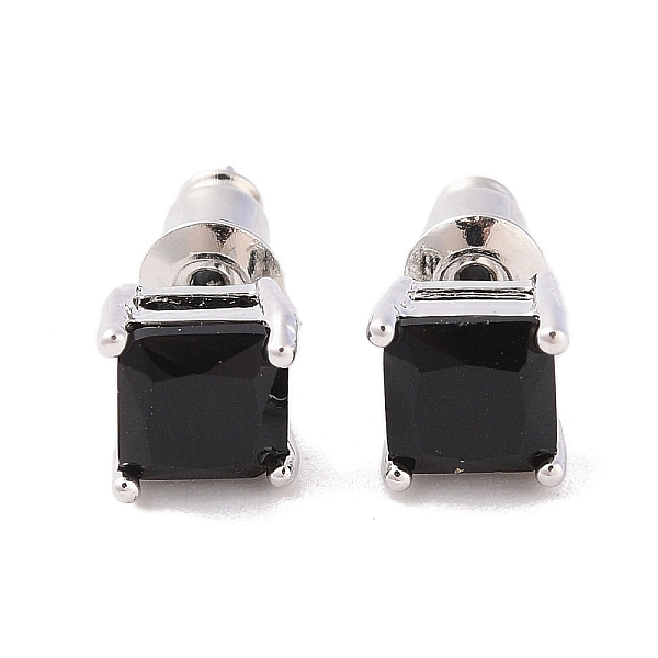 

PandaHall Rack Plating Brass Micro Pave Cubic Zirconia Stud Earrings, Long-lasting Plated, Square, Platinum, Black, 6.5x6.5mm Cubic Zirconia...