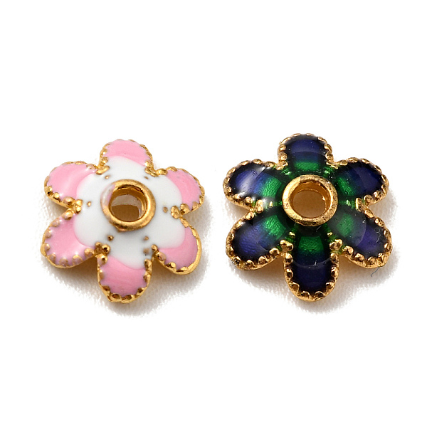 

PandaHall Alloy Enamel Bead Caps, Cadmium Free & Lead Free, Golden, 6-Petal Flower, Mixed Color, 8x7.5x2mm, Hole: 1.4mm Alloy+Enamel..., Multicolor