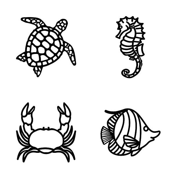 

PandaHall MDF Wood Wall Art Decorations, Home Hanging Ornaments, Tortoise & Sea Horse & Crab & Fish, Sea Animals, 300x150~300mm, 4pcs/set...