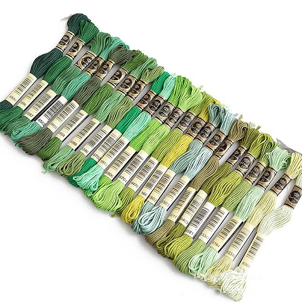 

PandaHall 23 Skeins 23 Colors 6-Ply Cotton Embroidery Floss, Cross Stitch Threads, Green Gradient Color Series, Mixed Color, 1mm, about 8.75..., Multicolor
