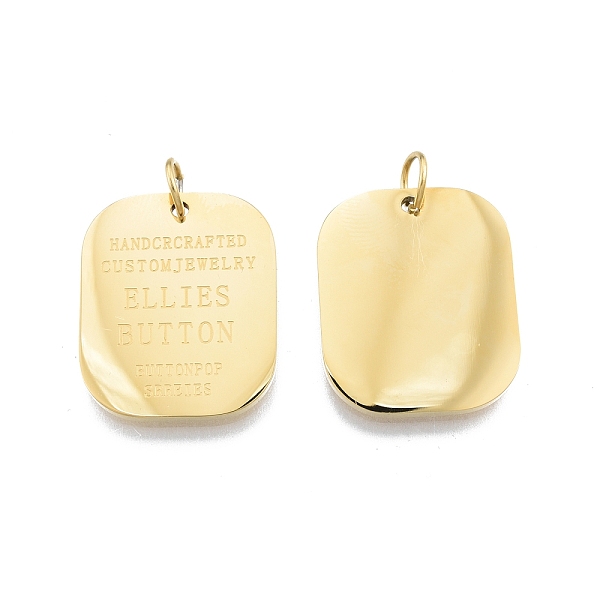 

PandaHall Ion Plating(IP) 304 Stainless Steel Pendants, with Jump Ring, Rectangle with Word, Nickel Free, Real 14K Gold Plated, 23x19x1.5mm...