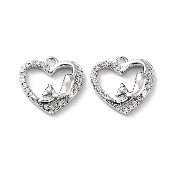 

PandaHall Rack Plating Brass Micro Pave Cubic Zirconia Pendants, Heart Charm, Real Platinum Plated, 12x12.5x3mm, Hole: 1.4mm Brass+Cubic..., Clear
