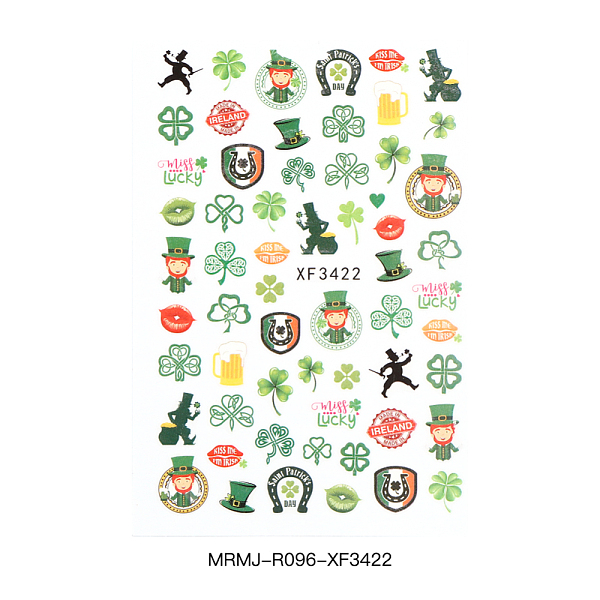 

PandaHall Self Adhesive Nail Art Stickers Decals for Ireland, for Nail Tips Decorations, Clover Pattern, Cyan, 95x64mm Paper Clover Cyan