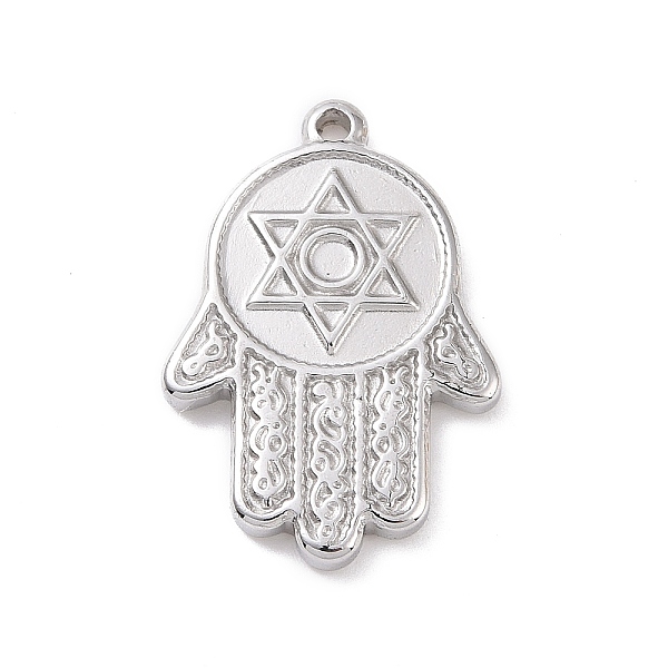 

PandaHall 304 Stainless Steel Pendants, Hamsa Hand with Star of David Pattern Charms, Stainless Steel Color, 22x15x2mm, Hole: 1.4mm 304...
