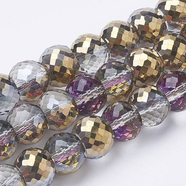 

PandaHall Electroplat Glass Beads Strands, Rainbow Plated, Faceted, Rondelle, Gold, 8x6mm, Hole: 1.2mm, about 80pcs/strand, 19.69 inch Glass...